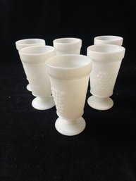 Grape Designed White Glass Juice Glasses