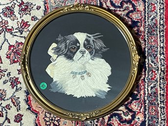 A VICTORIAN NEEDLEPOINT OF A KING CHARLES SPANIEL