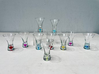 Set Of Ten Artisan Made Cordial Glasses