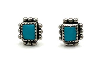 Vintage Sterling Silver Turquoise Color Stud Earrings