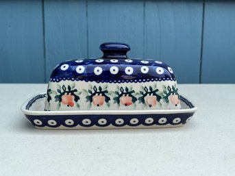 Handmade Polish Pottery Butter Dish Ceramika Z Boleslawca Signed