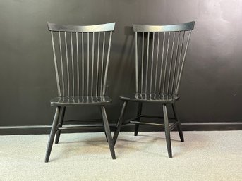 A Fantastic Pair Of Modern Farmhouse Windsor Chairs In Black