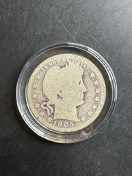 1905 Barber Silver Quarter