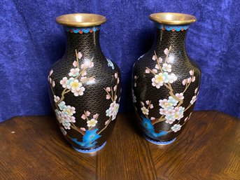 2 Piece Vintage Chinese Cloisonne Vases