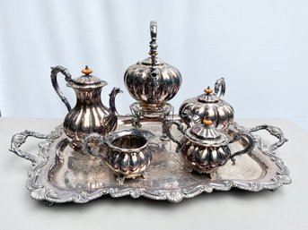 Late 19th Century English Silver-plate Tea Service 6 Pieces