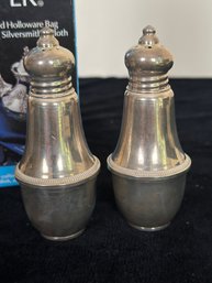 Weighted Sterling Salt & Pepper Shakers And Silver Polishing Cloth
