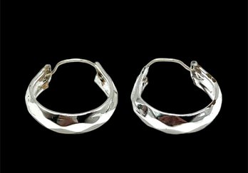 Lovely Beveled Shiny Hoop Earrings