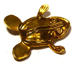 Vintage Gold Tone Alva Museum Replica Frog Brooch