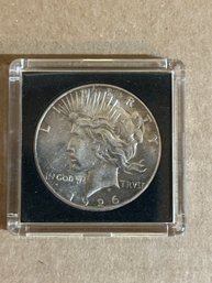 Beautiful 1926 Peace Silver Dollar In Plastic Case