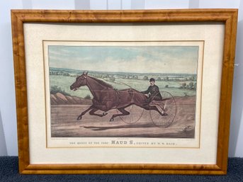 Currier & Ives Print Art  By Scott Leighton 'The Queen Of The Turf' 15x20 Matted Framed