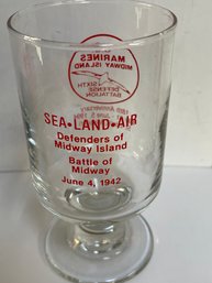 U.S. MARINES Midway Island Sixth Defense Battalion Commemorative Glass