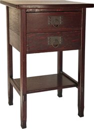 An Early 20th Century Mission Oak Stickley Brothers 2 Drawer Stand