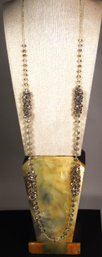 Fine 38' Long Crystal Beaded Elongated Necklace