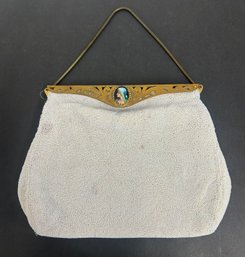 Vintage Dofan White Swirl Beaded Purse Made In France