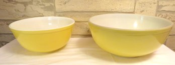 2 Yellow Pyrex Mixing Bowls