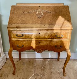 Vintage French Birdseye Maple Ladies Drop Front Desk