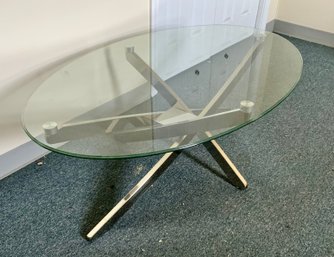 Nice Glass & Metal Cocktail Table (A)