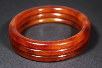 Lot Of Three Translucent Red Colored Bakelite Bangle Bracelets