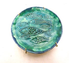 MCM Signed Studio Pottery Fish Theme Dish