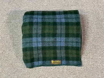 A Quality Wool Blanket In Blue & Green Plaid By Pearce Woolrich