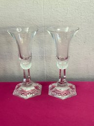 Classic Rose Rosenthal Germany Glass Candle Stick Holders