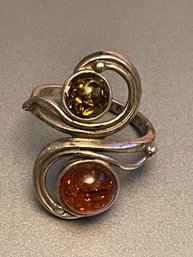 Modernist Amber Sterling Silver Ring