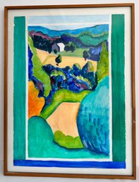 Esti Dunow 1993 Original Oil On Paper, 'Cummington Landscape', Framed With Informal Appraisal