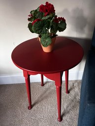 Small Red Painted Round End Table