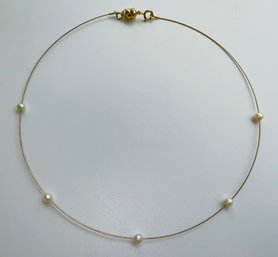 14k And Pearl Gold Wire Necklace