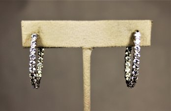 Sterling Silver Pale Stones Hoop Pierced Earrings