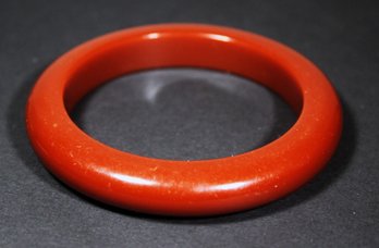 Solid Red Bakelite Vintage Plastic Bangle Bracelet
