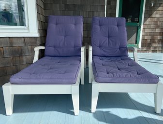 Vintage Pair Of Pottery Barn White Loungers