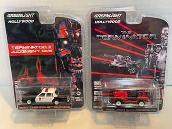 Greenlight Hollywood  Pair THE TERMINATOR  Die Cast Cars. (#160)