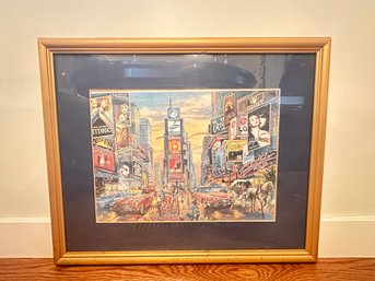 J. Pocker & Son Wall Hanging Gold Wooden Framed Beautiful Art Picture Of Time Square New York City, New York