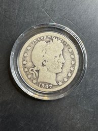 1907-O Barber Silver Quarter