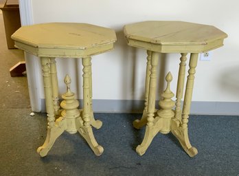 2 Small Octagon Wood Tables (A)