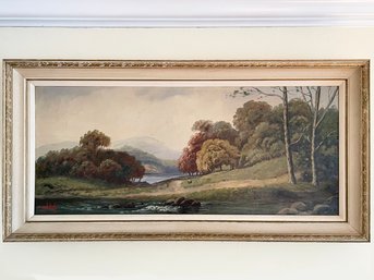 An Antique Oil On Canvas, Pastoral Scene, Hudson River School, Signed A. Nelke