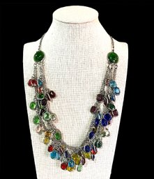 Vintage Multi Color Beaded Multi Strand Necklace