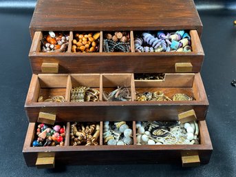 A Three-Drawer Jewelry Chest Jam-Packed With Vintage Costume Jewelry