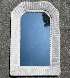 A Vintage Wicker Framed Mirror