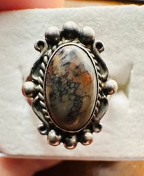 NATIVE AMERICAN STERLING SILVER AGATE RING