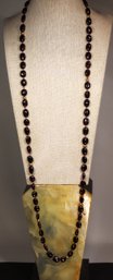 Fine Genuine Bohemian Garnet And Gold Beaded Necklace 36' Long