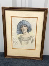 'Revue Chapeaux' Color Lithograph Circa 1923 Matted Framed