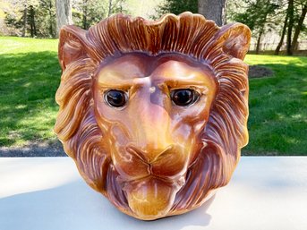 An Unusual Lion's Head Ceramic Wall Pocket