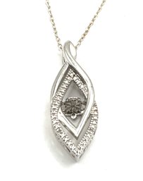 Italian Sterling Silver Chain With Beautiful Clear Stones Pendant