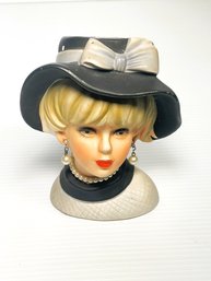 Napcoware Lady Head Vase With Faux Pearl Earrings And Necklace