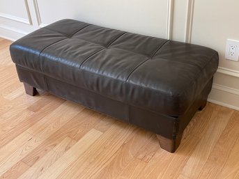 Faux Leather Tufted Ottoman, Dark Brown