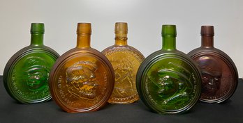 Lot Of Five Wheaton Decanters - Abraham Lincoln And More