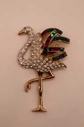 Carolee Rhinestone Gold Tone Flamingo Pin