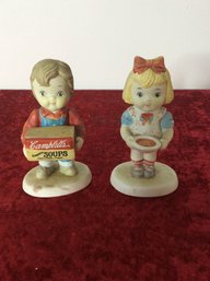 Campbells Soup Boy And Girl Figurines